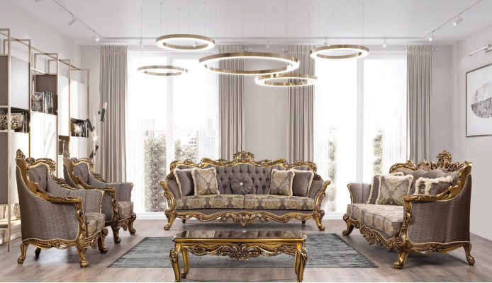 Luxury sofa set Classic Couch Sofa Upholstery Furniture Set Complete 5 pieces
