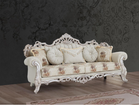 Luxury Three Seater Couch Upholstery Furniture Velvet Baroque Rococo 3 Seat Sofa