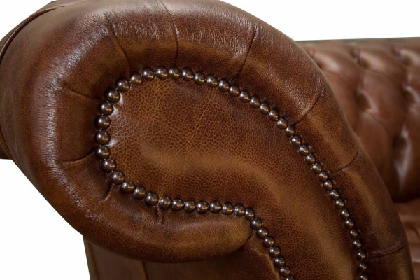 Sofa 4 Seater Luxury Furniture Chesterfield Leather Brown Design Modern Style