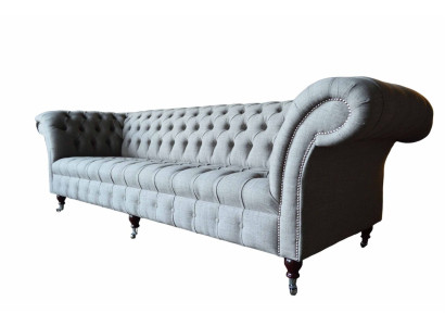 Gray Four Seater Sofa Fabric Living room Design Couches Upholstery Sofas new