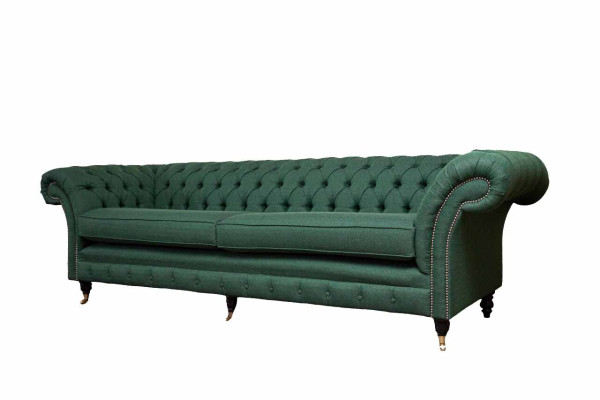 Sofa 4 Seater Green Living room Modern Design Upholstery Fabric Luxury