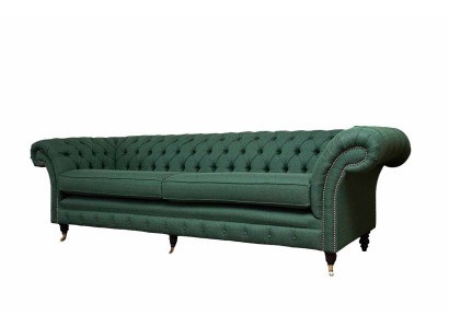Sofa 4 Seater Green Living room Modern Design Upholstery Fabric Luxury