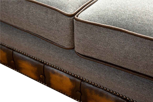 Luxury Three Seater Modern Couch Furniture Gray Sofas Fabric Textile Upholstery