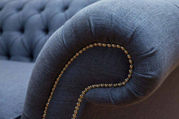 Design Sofa 4 Seater Couch Textile Upholstery Blue Sofas Chesterfield new