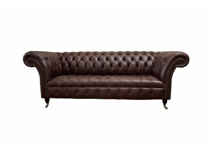 Sofa 3 Seater Chesterfield Leather Sofa Living room Designer Couches Upholstery