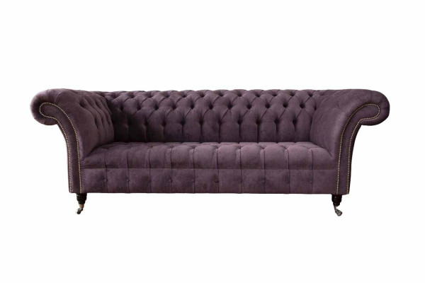Modern Chesterfield Sofa Couch Upholstery 3 Seater Purple Textile Fabric Sofas new