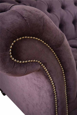 Modern Chesterfield Sofa Couch Upholstery 3 Seater Purple Textile Fabric Sofas new