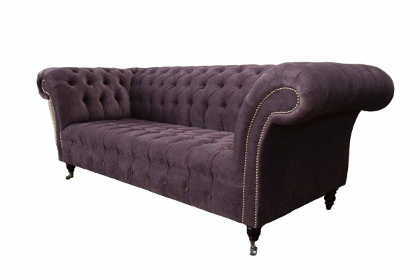 Modern Chesterfield Sofa Couch Upholstery 3 Seater Purple Textile Fabric Sofas new