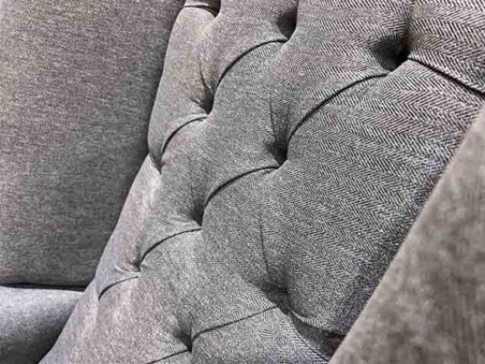Wing Chair Chesterfield Armchair Couch 1 Seater Gray Fabric Textile new