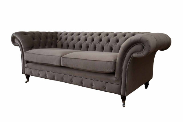 Couches Upholstery Sofas 3 Seat Three Seater Fabric Sofa Chesterfield Gray new