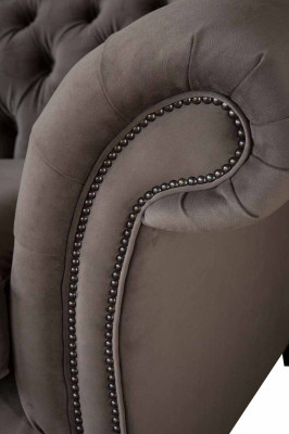 Couches Upholstery Sofas 3 Seat Three Seater Fabric Sofa Chesterfield Gray new