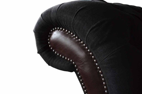 Chesterfield 3 Seater Sofa Couch Leather Upholstery Seat Fabric Black new
