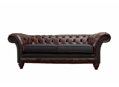 Brown Chesterfield English Classic R Style Sofa Couch 3 Seat Upholstery 230cm