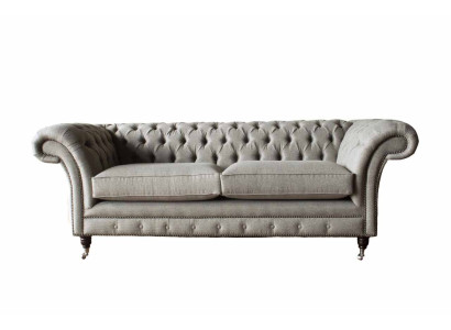 English Chesterfield Sofa Couch Office Furniture Three Seat Velvet 230cm Brown