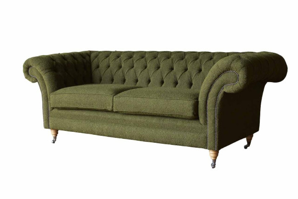 English Chesterfield Sofa Couch Office Furniture Three Seat Velvet 230cm Green