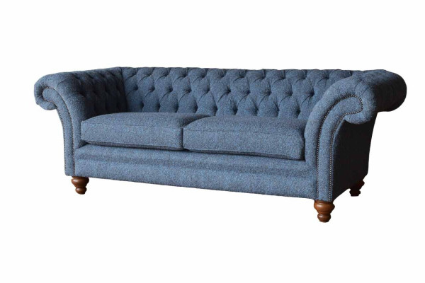 English Chesterfield Sofa Couch Office Furniture Three Seat Velvet 230cm Sofas