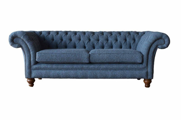 English Chesterfield Sofa Couch Office Furniture Three Seat Velvet 230cm Sofas