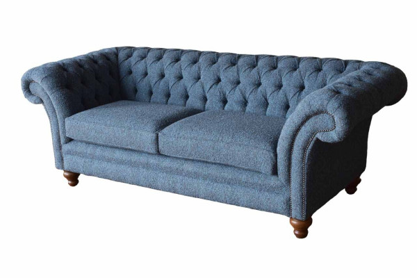 English Chesterfield Sofa Couch Office Furniture Three Seat Velvet 230cm Sofas