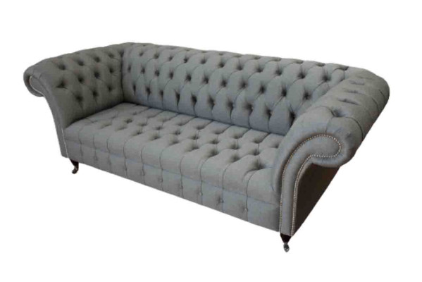 Sofa 3 Seater Couch Fabric Modern Luxury Gray Chesterfield Three Seater new