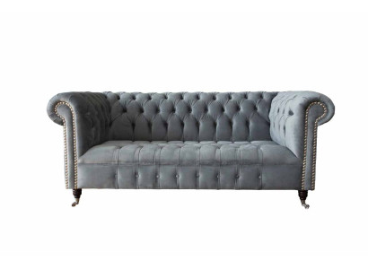 Sofa 3 Seat Textile Sofas Couch Upholstery Chesterfield Couches Gray Three Seater