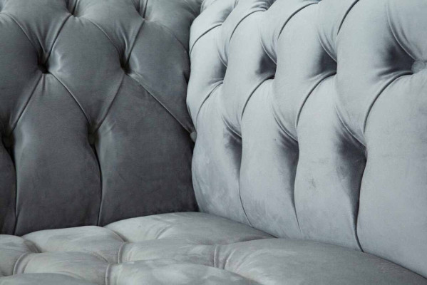 Sofa 3 Seat Textile Sofas Couch Upholstery Chesterfield Couches Gray Three Seater