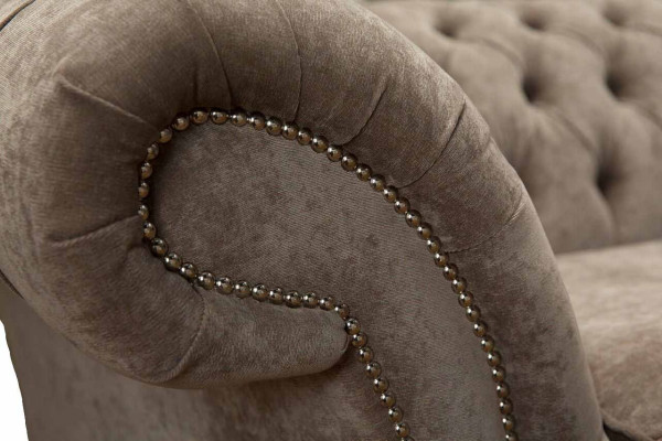 Three Seater Chesterfield Sofa 3 Seat Sofas Gray Fabric Living room Luxury