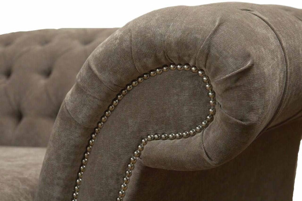 Three Seater Chesterfield Sofa 3 Seat Sofas Gray Fabric Living room Luxury
