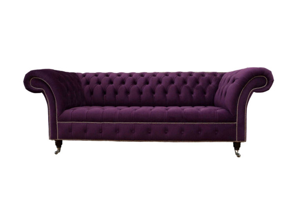 Purple Chesterfield Sofa 3 Seater Chesterfield Designer Couch Textile Fabric