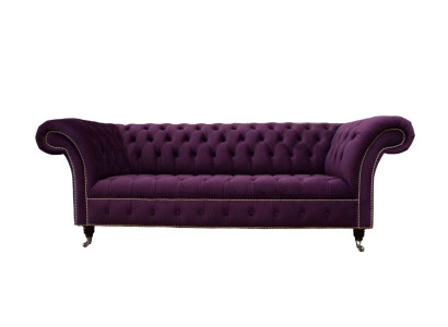 Purple Chesterfield Sofa 3 Seater Chesterfield Designer Couch Textile Fabric