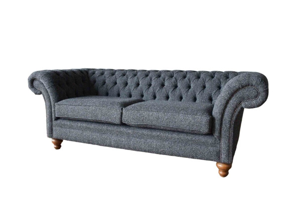 Gray Chesterfield 3 Seater Gray Textile Design Couches Upholstery Sofas
