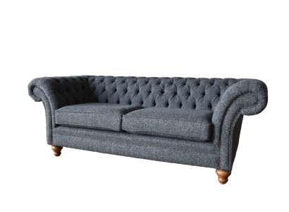 Gray Chesterfield 3 Seater Gray Textile Design Couches Upholstery Sofas