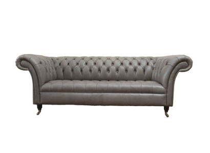 Gray Chesterfield English Classic R Style Sofa Couch 3 Seat Upholstery 230cm