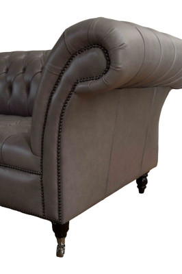 Gray Chesterfield English Classic R Style Sofa Couch 3 Seat Upholstery 230cm