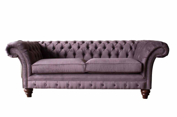 Chesterfield Purple Sofa 3 Seater Living room Fabric Couch Upholstery Sofas