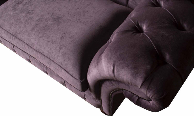 Chesterfield Purple Sofa 3 Seater Living room Fabric Couch Upholstery Sofas