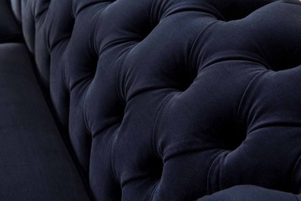 Classic Chesterfield Living room Velvet Couch Blue 3 Seater Textile Sofas