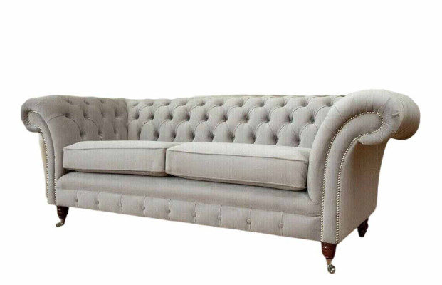 Chesterfield 3 Seat Relax Lounge Sofa Textile Upholstery Couch Fabric Couches