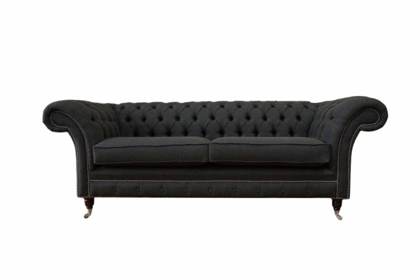 Living room Sofa Chesterfield Couch Three Seater Design Black Furniture new