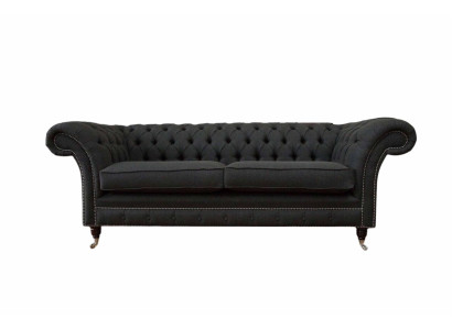 Living room Sofa Chesterfield Couch Three Seater Design Black Furniture new