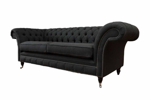 Living room Sofa Chesterfield Couch Three Seater Design Black Furniture new