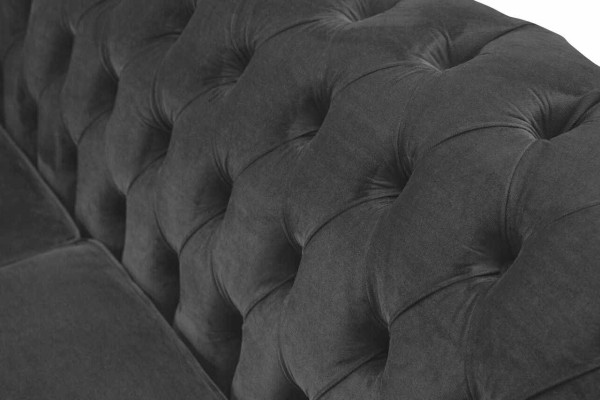 Design Chesterfield Sofa 3 Seater Gray Couch Upholstery Sofas Living room