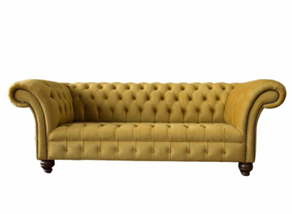 Chesterfield Yellow Sofa Upholstery 3 Seater Couches Seat Sofas Three Seater