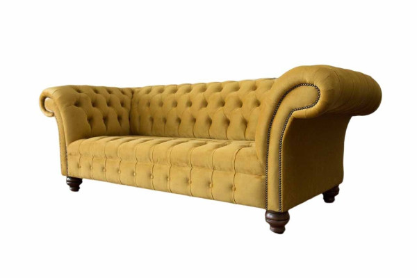Chesterfield Yellow Sofa Upholstery 3 Seater Couches Seat Sofas Three Seater