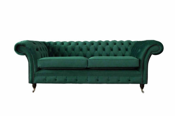 Sofa 3 Seater Green Sofas Style Luxury Living room Design Chesterfield new