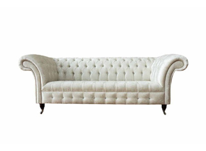 Three Seater White Fabric Living room Design Couches Sofa Chesterfield Couch