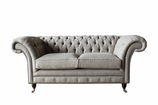 Chesterfield Gray Sofa 2 Seat Couch Wood Furniture Three Seater Couches new