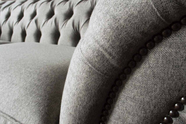 Chesterfield Gray Sofa 2 Seat Couch Wood Furniture Three Seater Couches new
