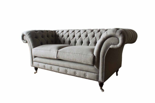 Chesterfield Gray Sofa 2 Seat Couch Wood Furniture Three Seater Couches new