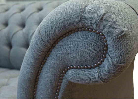 Chesterfield Office Seat Furniture Furnishings Sofa Couch 2 Seat Textile Grey