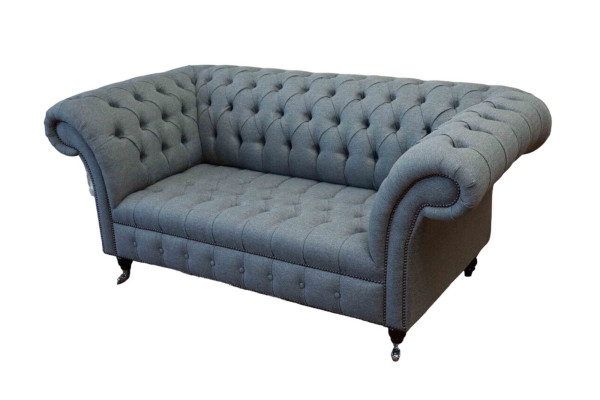 Chesterfield Office Seat Furniture Furnishings Sofa Couch 2 Seat Textile Grey